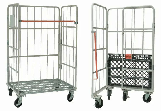 Thung lồng lưu trữ kho công nghiệp hàn galvanized kim loại dây lưới Roll Cage Cart