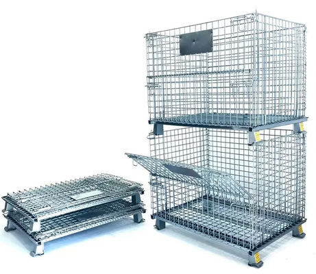Thùng lưu trữ kim loại galvanized Cage Rolling Cart Dùng bánh xe